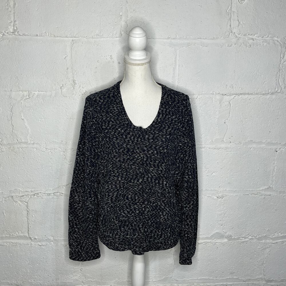 J. Crew Women's Navy Blue Micro-Tweed Zipper Blazer Long Sleeve Jacket Size XL